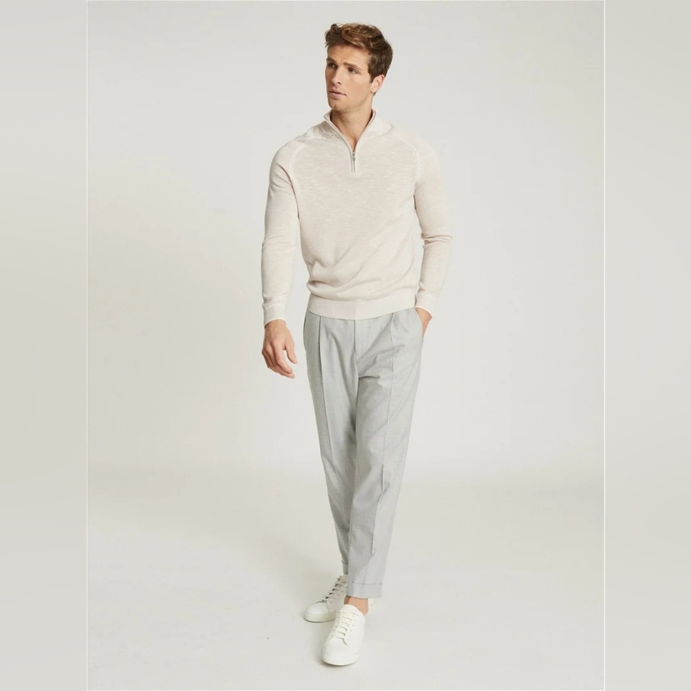 Reiss Jack-LS Melange Funnel Zip Neck Jumper